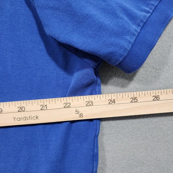 Polo Ralph Lauren Polo Shirt Mens Large Blue Solid 100% Cotton Vintage - Picture 6 of 13